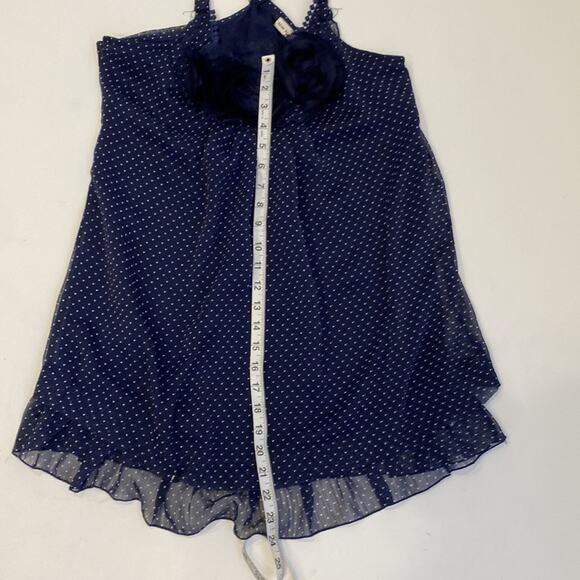 Blue Bird Polka Dot Sheer Dress Floral Appliqué Halter Midi Shift Dress Sz S Jun - Picture 11 of 13